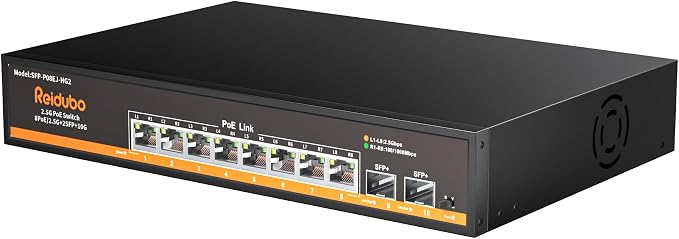 10-Port 2.5Gb PoE Switch Unmanaged, 2.5G Ethernet Switch by ReiduboSecurityPoECameraSwitch