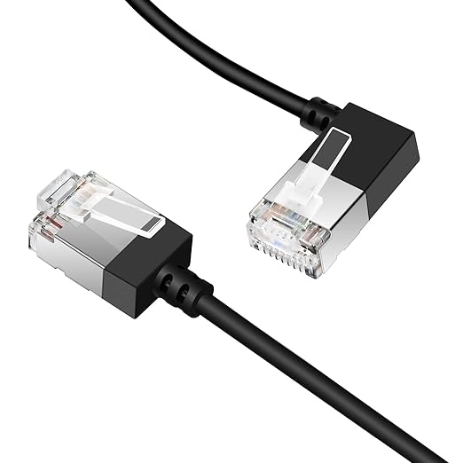 Ultra Slim 90° Degree Cat 6A Ethernet Cable Left Angled 1.6 Feet 2Pack - Image 2