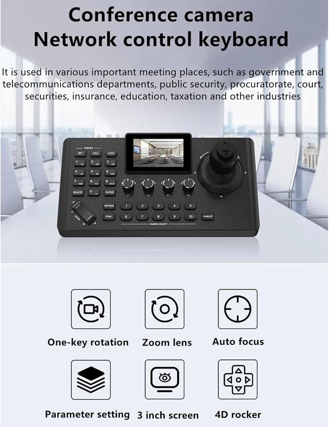 NDI PTZ Controller Camera Joystick Controller, PoE Network 4D HDMI PTZ Keyboard - Image 5