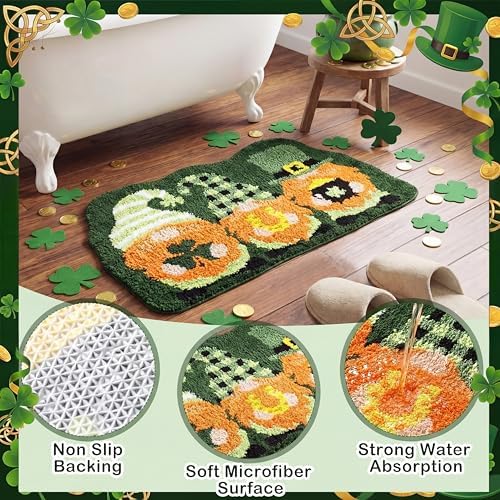 Capoda Green St. Patrick's Day Bathroom Rug 20 x 31.5 Inch Gnome Shamrock - Image 3