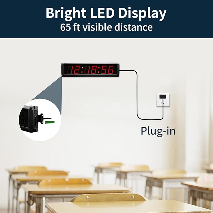 Large Digital Wall Clock with Remote Control, LED Stopwatch Timer, Count Up - Image 5