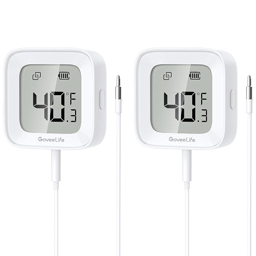 GoveeLife Freezer Thermometer Alarm 2 Pack, Smart Bluetooth Temperature Monitor by GoveeLife