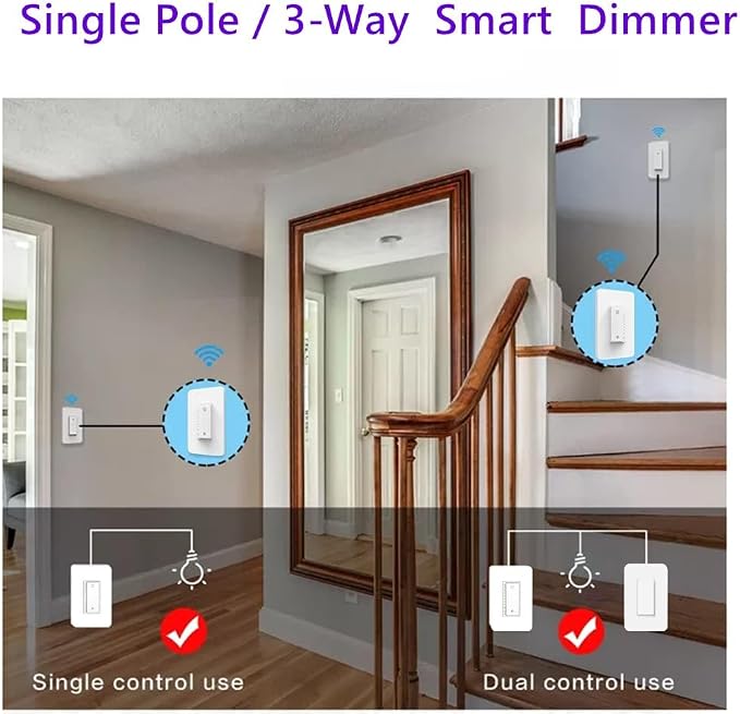 Nexete Smart Wi-Fi Dimmer Switch, Dim Lighting from Anywhere, 3-Way/Single Pole - Image 3
