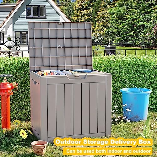 PatioZen 30 Gallon Resin Deck Box, Lockable Outdoor Storage Box - Image 3