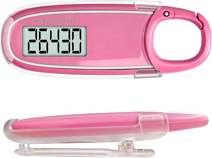 3D Pedometer for Walking with Removable Clip and Carabiner Simple Step Counter by U-Trak