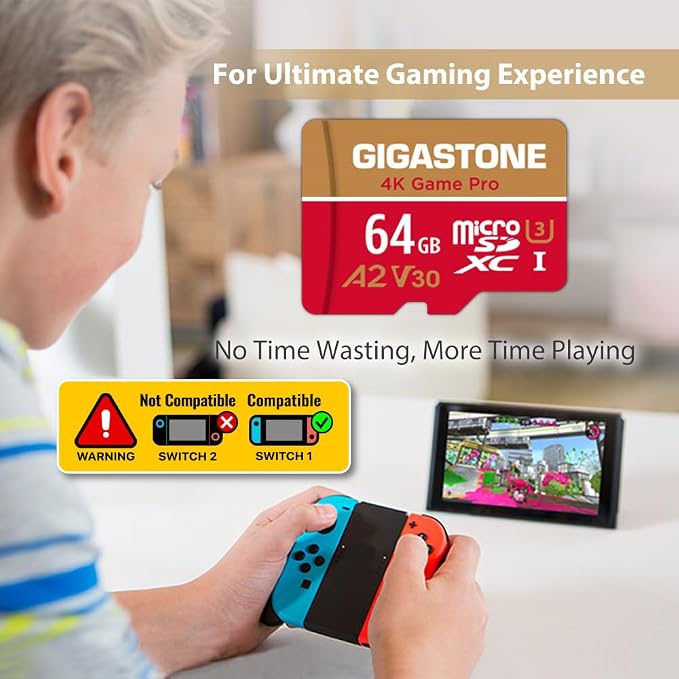 【For Switch 1 Only】GIGASTONE 64GB Micro SD Card, 4K Game Pro, MicroSDXC Memory - Image 5