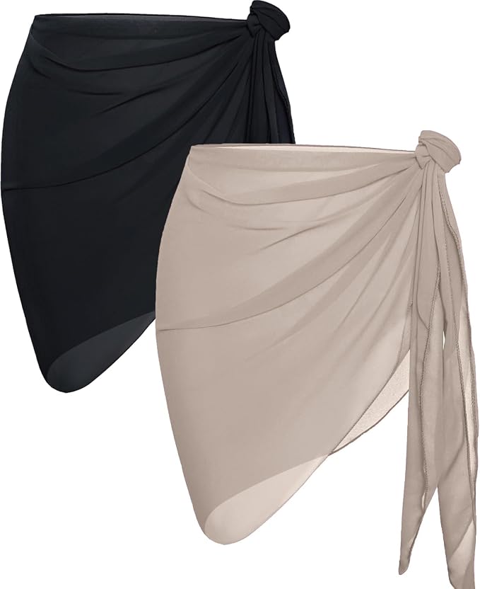 CHICGAL 2 Pieces Women Beach Sarong Bathing Suit Wrap Skirt Sheer Bikini by CHICGAL