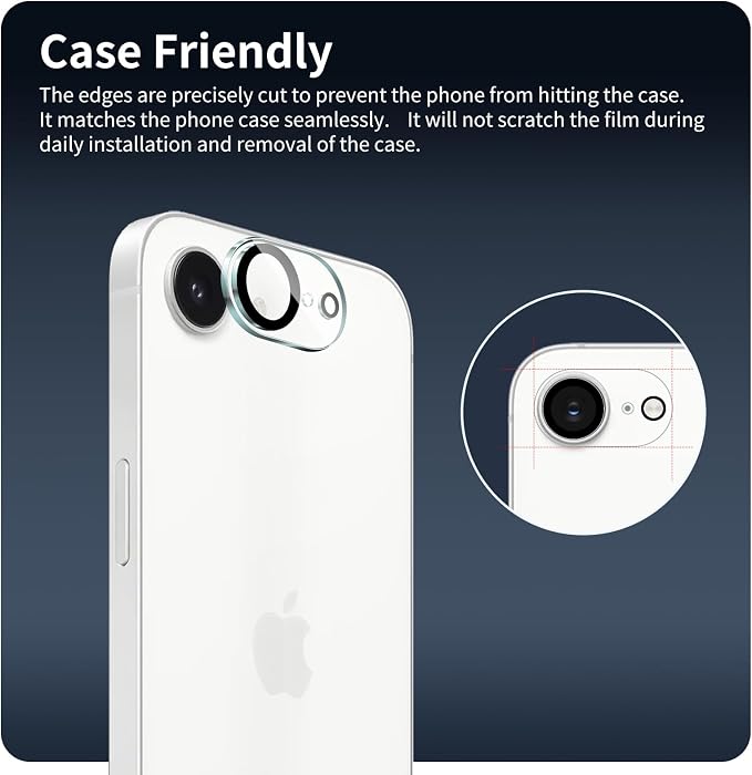 4-Pack Camera Lens Protector for iPhone 17e/16e, 9H Tempered Glass Camera Cover - Image 8