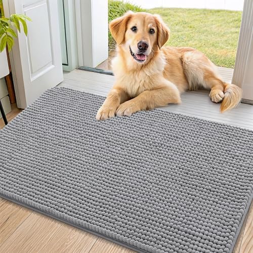 Smiry Dog Door Mat for Muddy Paws 34x21, Absorbent Low-Profile Doormats by Smiry