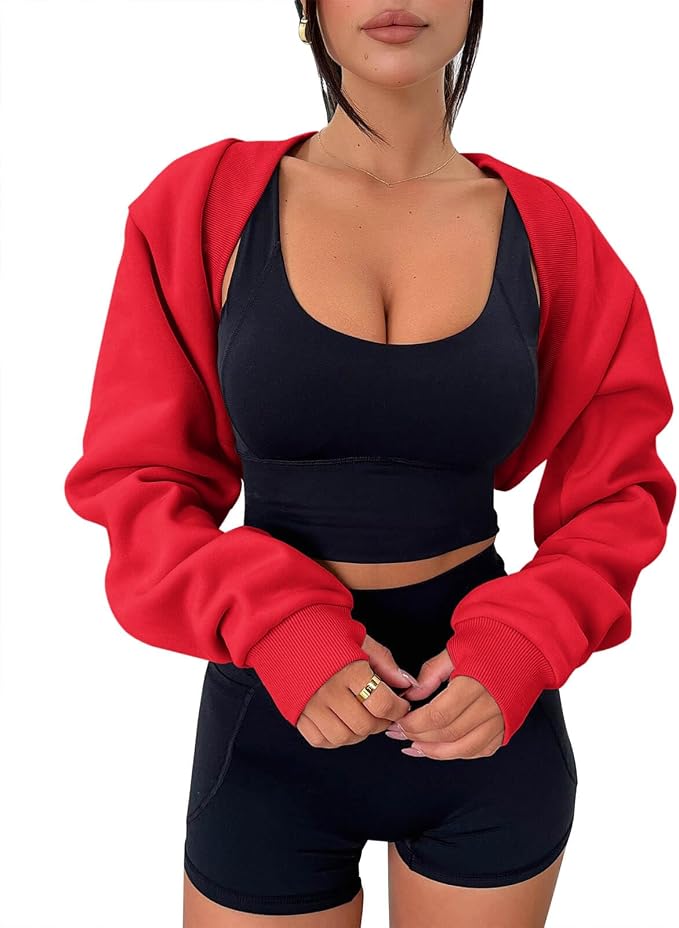 Zwurew Women's Bolero Shrug Long Sleeve Cropped Sweatshirt by Zwurew