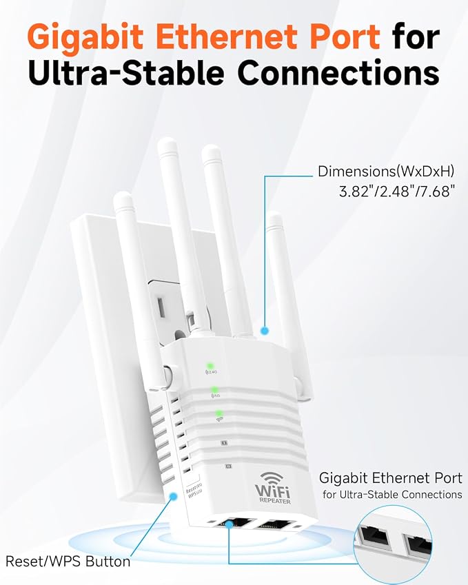 WiFi Extender Signal Booster for Home, 1200Mbps Dual Band 2.4GHz/5GHz WiFi - Image 8