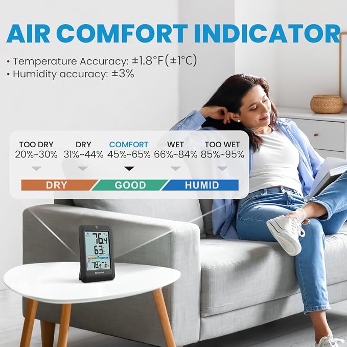 Newentor Indoor Outdoor Thermometer Wireless, Weather Station - Image 5