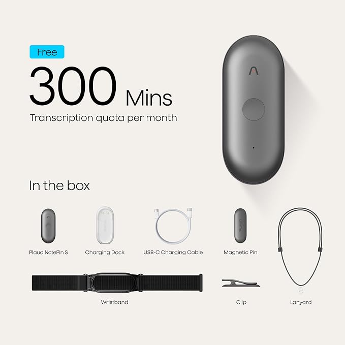 Plaud NotePin S AI Voice Recorder, Wearable AI Notetaker, AI Transcribe & - Image 8