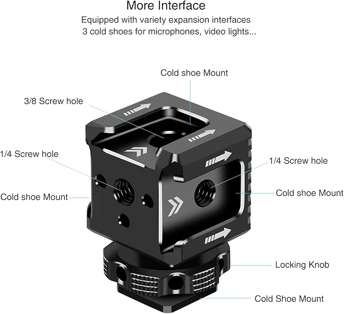 3 Port Cold Shoe Mount with 1/4"-20 Thread - Image 3