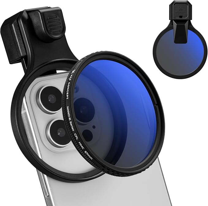 K&F CONCEPT 67mm Press-on CPL Phone Lens Filter Kit, Polarizing Filter by KFCONCEPT