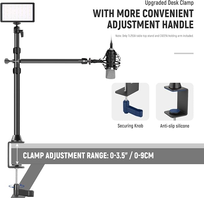 NEEWER Camera Desk Mount with Overhead C Amera Mounting Arm and 1/4" Ball Head - Image 7