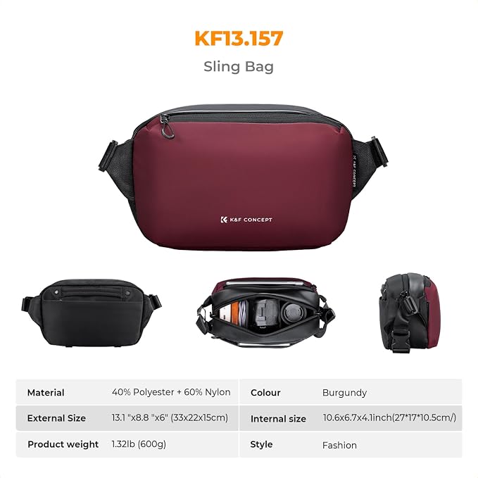 K&F CONCEPT Camera Sling Bag Crossbody Bag Waterproof Camera Shoulder Backpack - Image 7