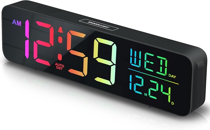 Peakeep Digital Alarm Clock for Bedrooms, Date Day of Week Large Display by PEAKEEP