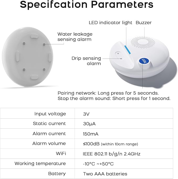 PGST WiFi Water Leak Detectors, Wireless Water Leak & Drip - Image 6