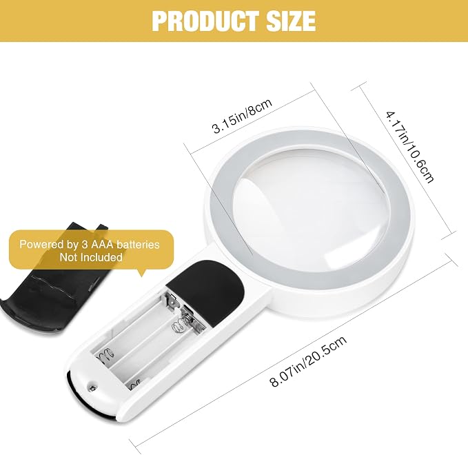 Magnifying Glass with Light, High Magnification Handheld Large Magnifying Glass - Image 2