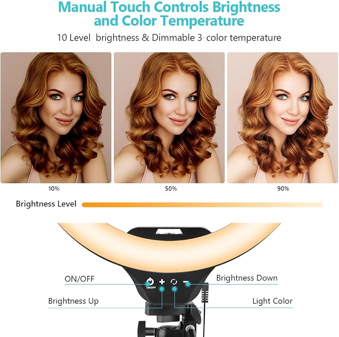 Sensyne 14" Ring Light with Tripod Stand, LED Circle Light with Phone Holder - Image 6