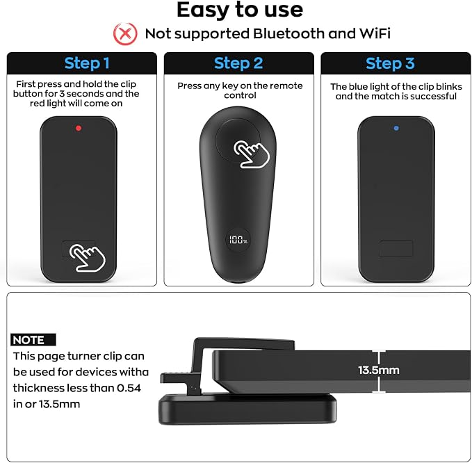 Page Turner for Kindle, Remote Control Clicker for Kindle Paperwhite Colorsoft - Image 4