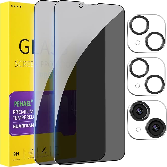 PEHAEL 2+2 Pack for iPhone 14 Plus Privacy Screen Protector by PEHAEL