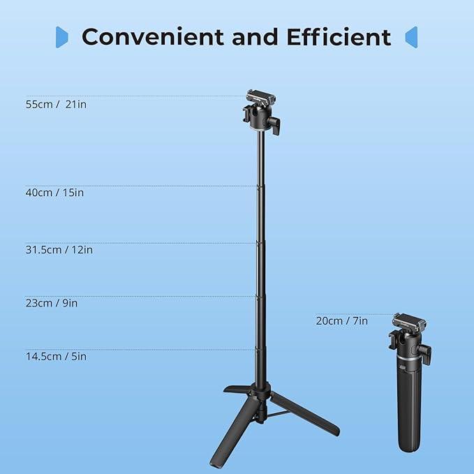 SmallRig Action Camera Selfie Stick Tripod, 7.8-21.6in Extendable, 360° Ball - Image 5