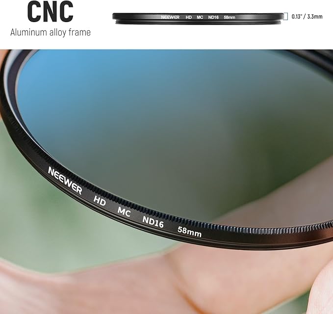 Neewer 58mm ND Lens Filter Set, ND16/ND32/ND64/ND1000, Lens Cleaning Pen - Image 5