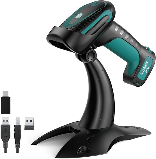Wireless Barcode Scanner with Stand, Industrial 2D 1D QR Bluetooth Barcode by Anyeast