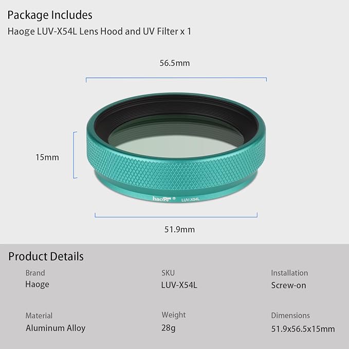 Haoge LUV-X54L Metal Lens Hood - Image 8