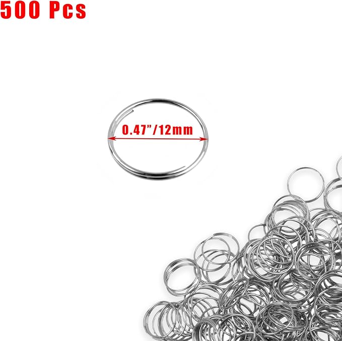 500PCS Stainless Steel Bright Silver Chandelier Split Rings, 0.47inch Diameter - Image 2