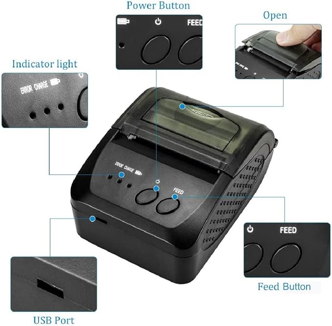 NETUM Bluetooth Receipt Printer, 58mm Mini Thermal POS Printer Portable - Image 3