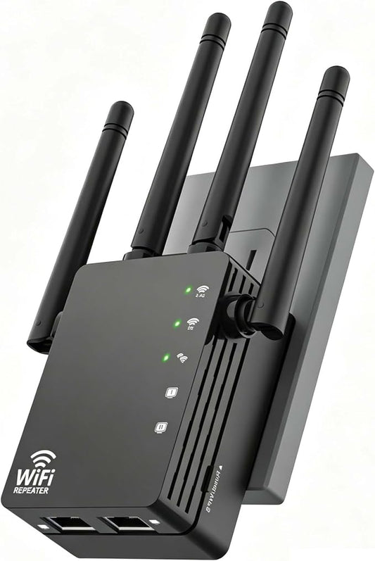 WiFi Extender 1200Mbps, Long Range WiFi Booster up to 12880 Sq Ft, 105 Devices by GEYILO