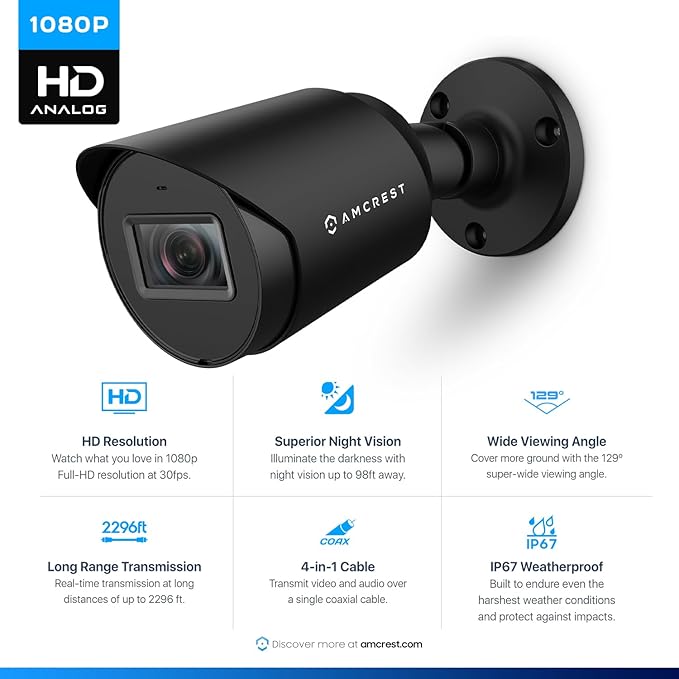 Amcrest Full HD 1080P Bullet Outdoor Security Camera, 2-Megapixel, 98ft Night - Image 3