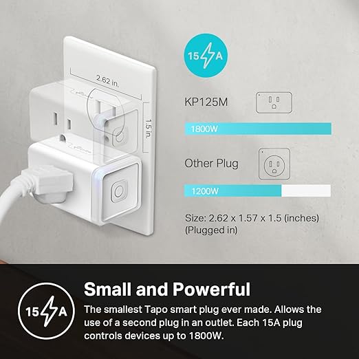 Kasa Matter Smart Plug w/ Energy Monitoring, Compact Design, 15A/1800W Max - Image 5