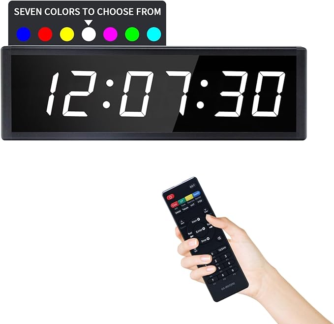 Large Digital Wall Clock with Remote Control, LED Stopwatch Timer, Count Up by GANXIN
