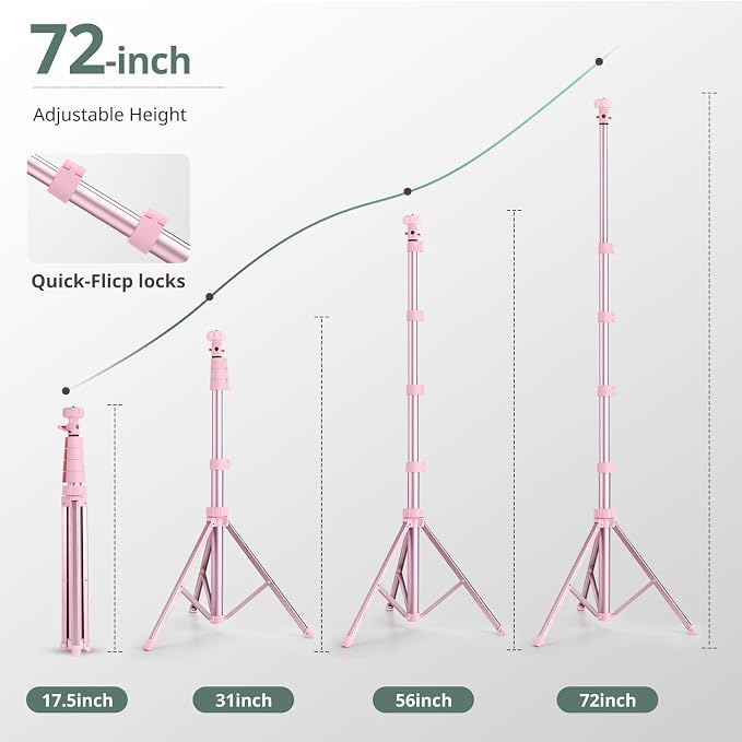 SENSYNE 72" Phone Tripod & Selfie Stick, Extendable Cell Phone Tripod Stand - Image 4
