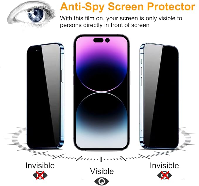 PEHAEL 2+2 Pack for iPhone 14 Pro Max Privacy Screen Protector - Image 4