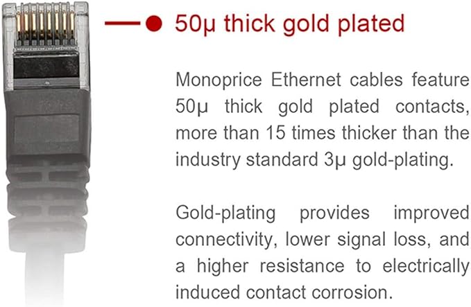 Monoprice Cat5e 10ft Yellow Patch Cable UTP 24AWG 350MHz Pure Bare Copper - Image 3