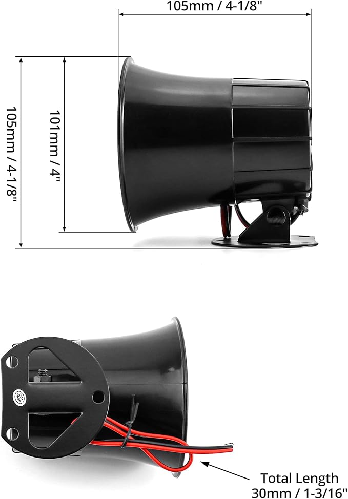 QWORK Electric Siren Horn, DC 12V Security Loud Wired Alarm Siren - Image 6