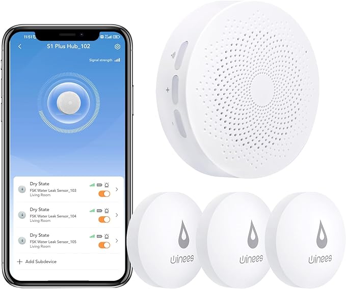 Winees WiFi Water Detector, 3 Pack Water Sensors by WINEES