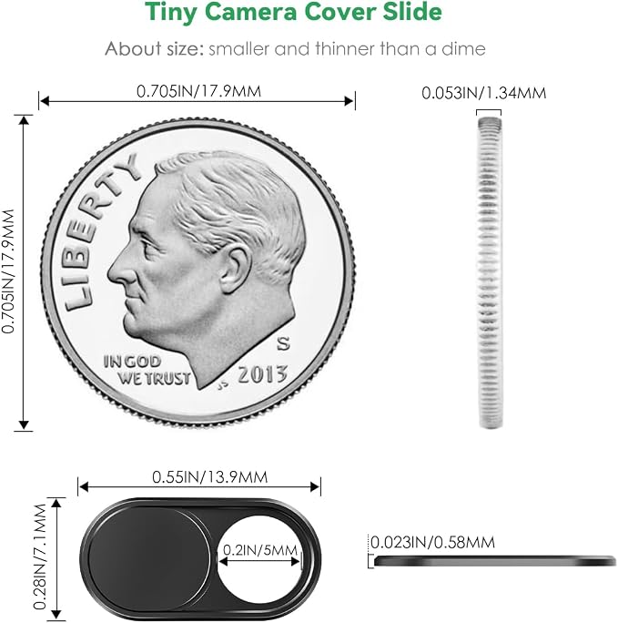 CloudValley Webcam Cover Slide, 0.023 Inch Ultra-Thin Metal Web Camera Cover - Image 2