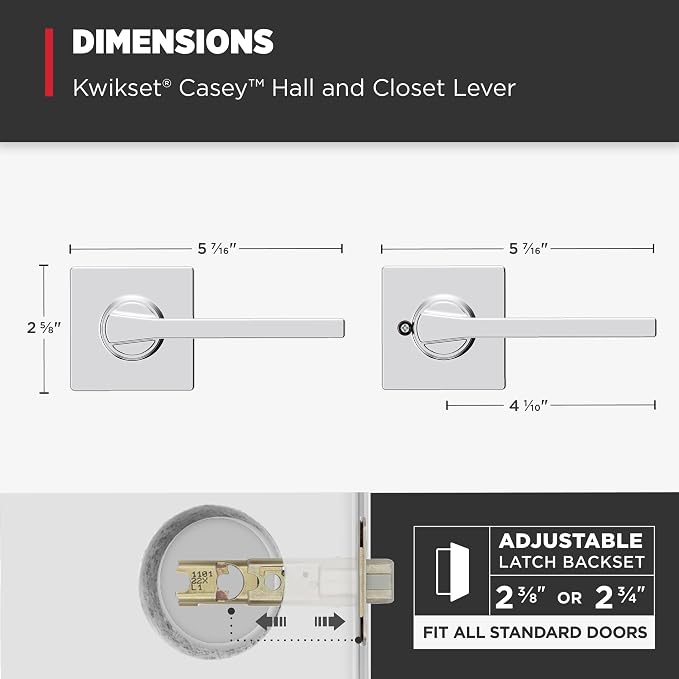 Kwikset Casey Interior Passage Door Handle, Lever - Image 9