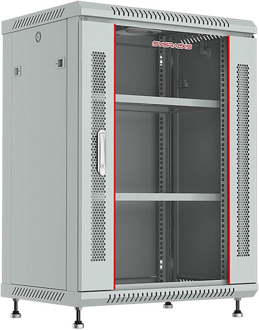 15U Wall Mount Server Rack Cabinet – 19" Network Rack Enclosure, PDU & Shelf by SYSRACKS