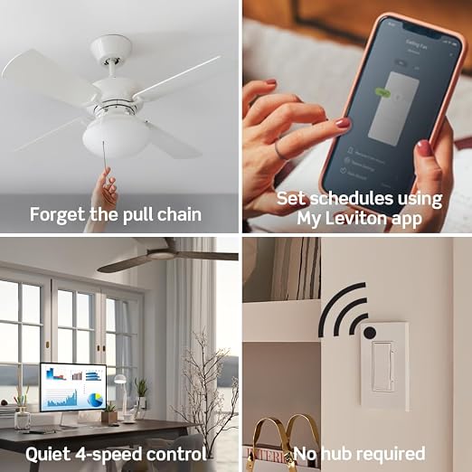 Leviton Decora Smart Fan Speed Controller, Wi-Fi 2nd Gen, Neutral Wire Required - Image 3
