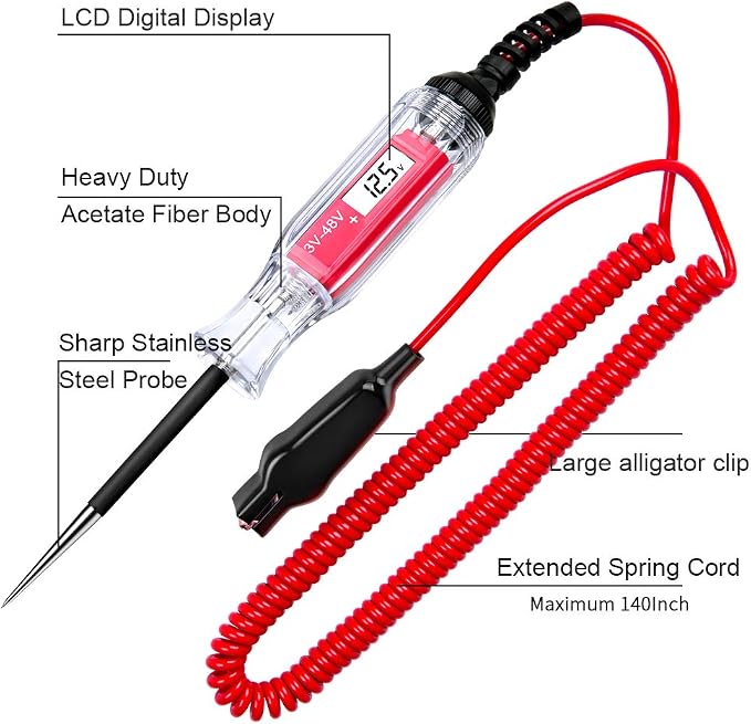 Large Size Heavy Duty 3-48V Digital LCD Circuit Tester - Image 3