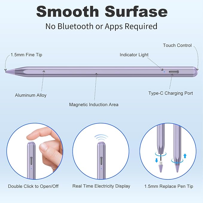Stylus Pen for iOS&Android Touch Screens, Active Pencil for Samsung, Smart - Image 5