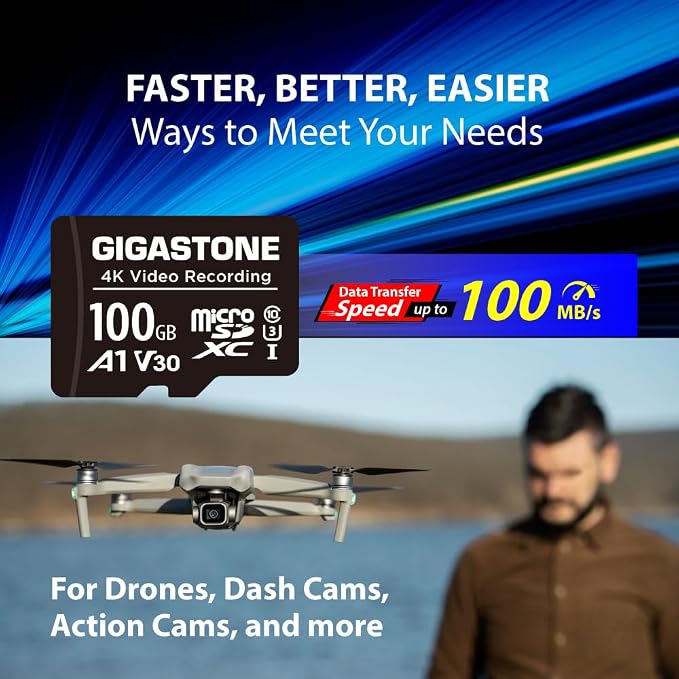 GIGASTONE 100GB Micro SD Card, A1 V30 4K Video Recording, Compatible - Image 4