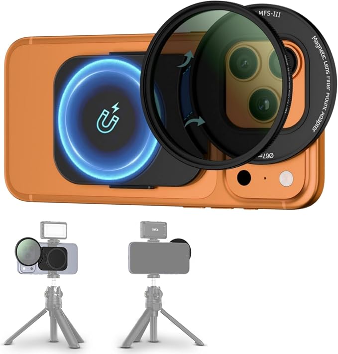 Upgraded 67mm CPL Filter for iPhone 17, Lens Filter Adapter Pouch Set for by JJC